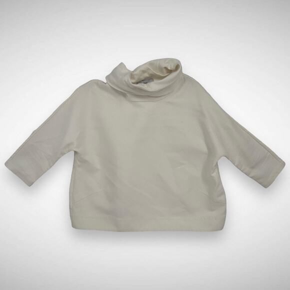 Dleet Cowl Neck‎ White Cotton Top Blouse Boxy Contemporary Clean Girl Aesthetic - Picture 6 of 7